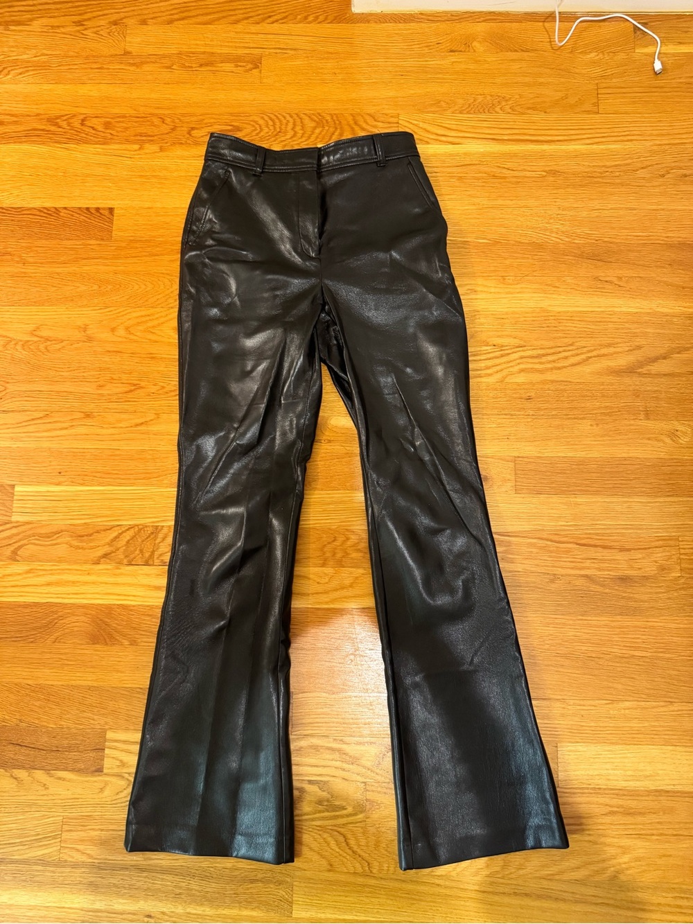 Aritzia Black Faux Leather Flare Jeans